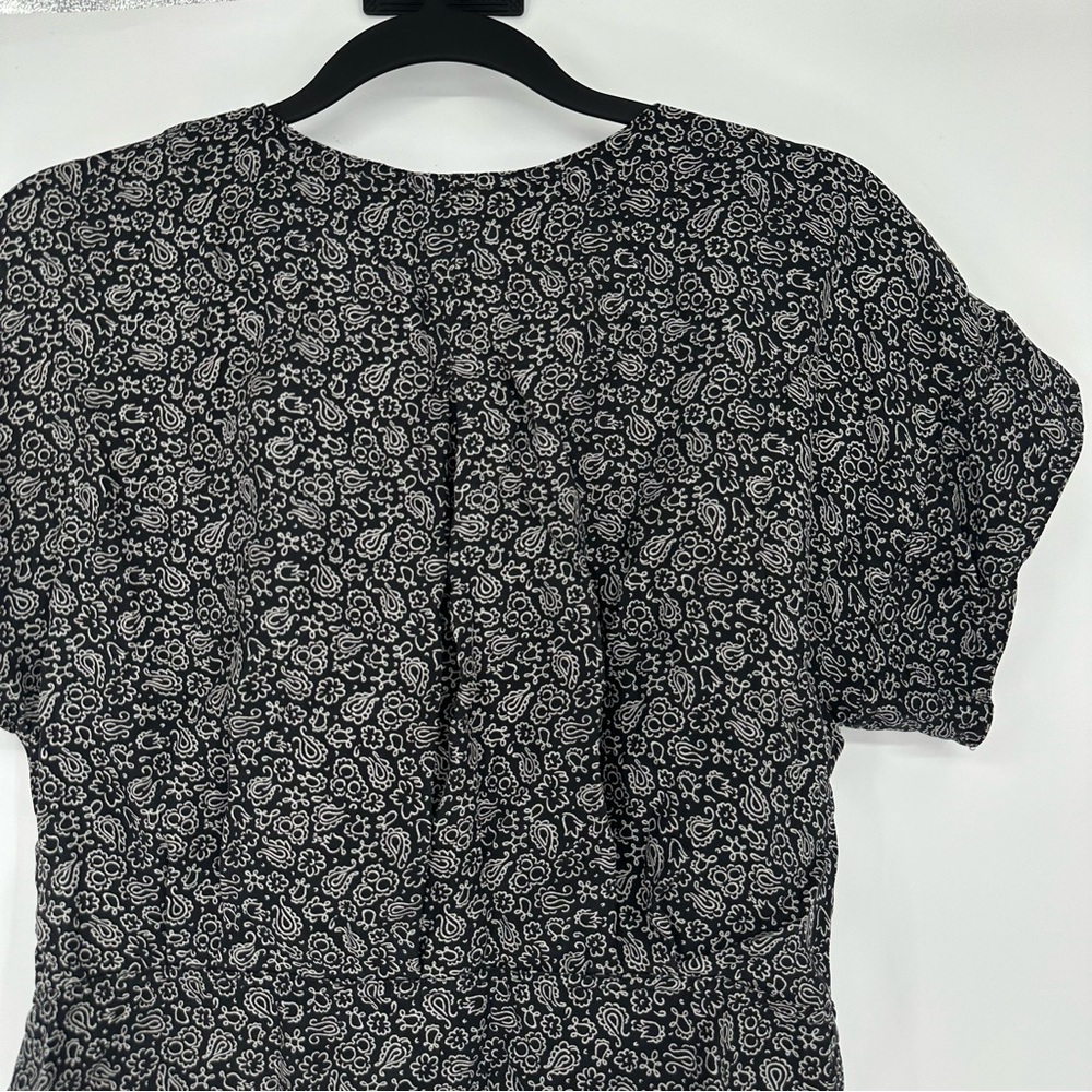 Madewell Pleated Black & White Short Sleeve Top Medium - Picture 7 of 7